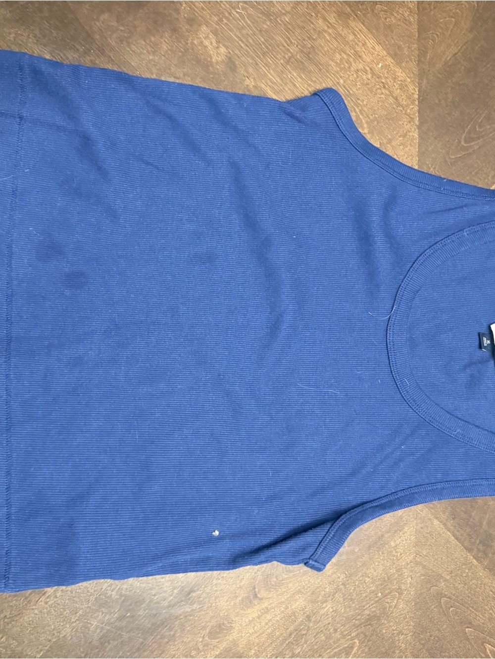 Women’s Blue Ribbed Tank Top (stained)